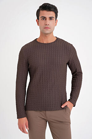 TS 916 T-SHIRT Slim KAHVERENGİ