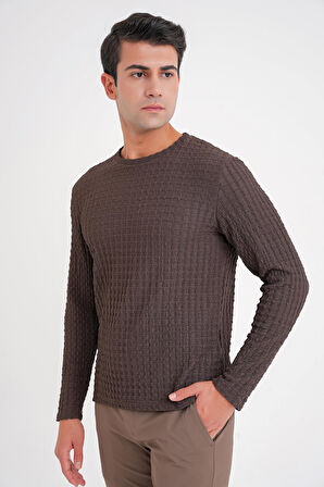 TS 916 T-SHIRT Slim KAHVERENGİ