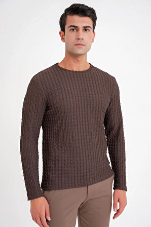 TS 916 T-SHIRT Slim KAHVERENGİ