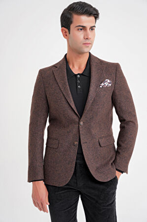 C 718 CEKET Slim KAHVE