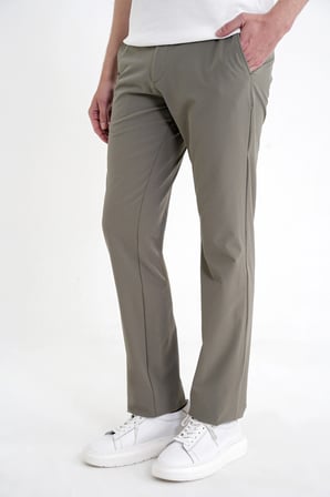 Regular Fit Yan Cep Doku Desenli Beli Lastikli Haki Pantolon P 1212