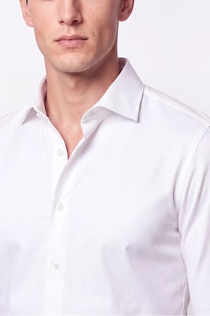 Slim Fit İtalyan Yaka %100 Pamuk Saten Düz Beyaz Gömlek GK 759