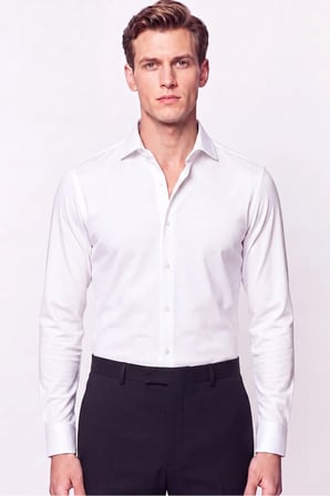 Slim Fit İtalyan Yaka %100 Pamuk Saten Düz Beyaz Gömlek GK 759