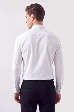 Slim Fit İtalyan Yaka %100 Pamuk Saten Düz Beyaz Gömlek GK 759