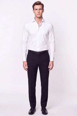 Slim Fit İtalyan Yaka %100 Pamuk Saten Düz Beyaz Gömlek GK 759