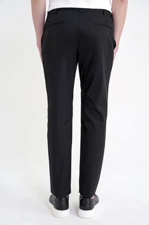 Comfort Fit Yan Cep Beli Lastikli %97 Pamuk Siyah Pantolon P 1214