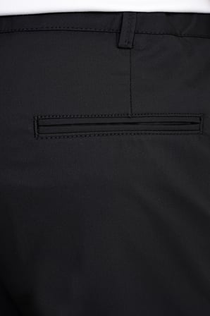 Comfort Fit Yan Cep Beli Lastikli %97 Pamuk Siyah Pantolon P 1214