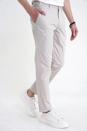 Comfort Fit Yan Cep Beli Lastikli %97 Pamuk Taş Pantolon P 1214