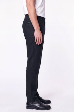 Comfort Fit Beli Lastikli %100 Keten Siyah Pantolon P 1215