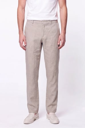 Comfort Fit Beli Lastikli %100 Keten Taş Pantolon P 1215