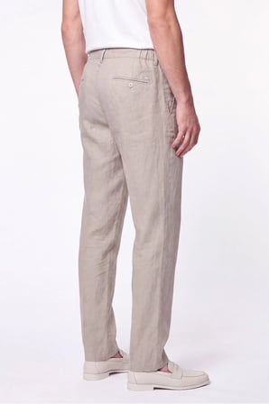 Comfort Fit Beli Lastikli %100 Keten Taş Pantolon P 1215