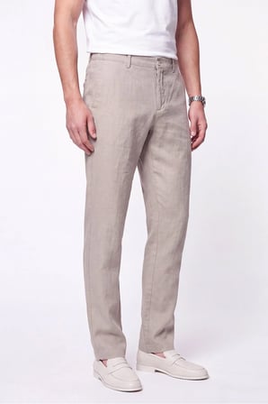 Comfort Fit Beli Lastikli %100 Keten Taş Pantolon P 1215
