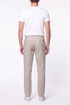 Comfort Fit Beli Lastikli %100 Keten Taş Pantolon P 1215