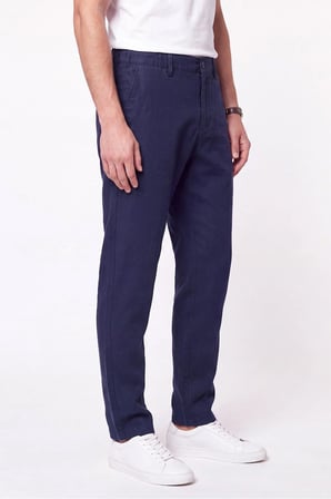 Comfort Fit Beli Lastikli %100 Keten Lacivert Pantolon P 1215