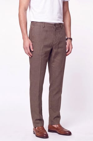 Comfort Fit Beli Lastikli %100 Keten Vizon Pantolon P 1215