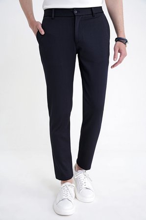 Comfort Fit Beli Lastikli Armürlü Dokuma Esnek Pamuk Lacivert Jogger Pantolon P 1217