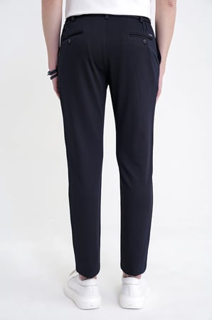Comfort Fit Beli Lastikli Armürlü Dokuma Esnek Pamuk Lacivert Jogger Pantolon P 1217