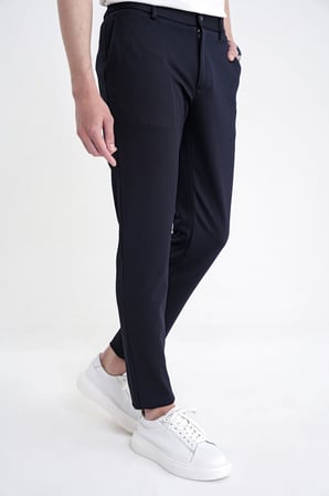 Comfort Fit Beli Lastikli Armürlü Dokuma Esnek Pamuk Lacivert Jogger Pantolon P 1217