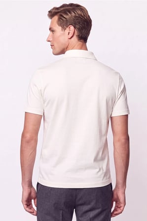 Slim Fit Modal Kumaş Ekru Çıtçıtlı Polo Yaka Tişört Ts 923
