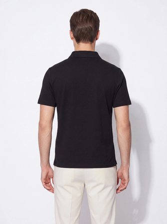 Slim Fit Pamuklu Kıvrılmaz Polo Yaka Siyah Tişört TS 928