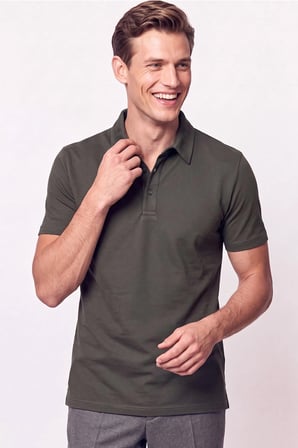 Slim Fit Pamuklu Kıvrılmaz Polo Yaka Haki Tişört TS 928
