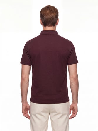 Slim Fit Pamuklu Kıvrılmaz Polo Yaka Bordo Tişört TS 928