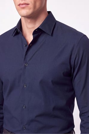 Slim Fit  Pamuklu Lacivert Gömlek G 1607  