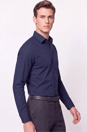 Slim Fit  Pamuklu Lacivert Gömlek G 1607  