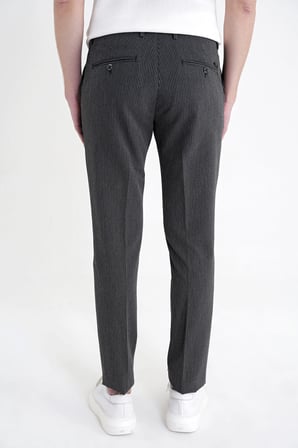 Comfort Fit Rahat Kalıp Pileli Esnek Pamuklu Çizgili Siyah Jogger Pantolon P 1218