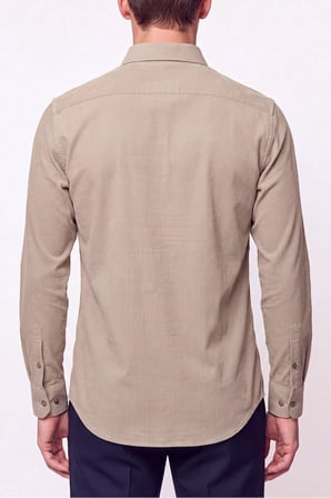 Slim Fit Modal Kumaş Bej Gömlek G 1609 