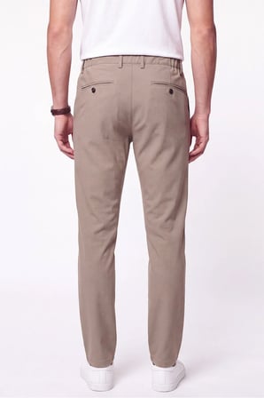 Regular Fit Yan Cep Doku Desenli Beli Lastikli Bej Pantolon P 1212