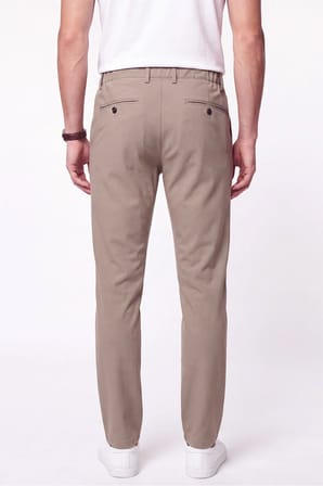Regular Fit Yan Cep Doku Desenli Beli Lastikli Bej Pantolon P 1212