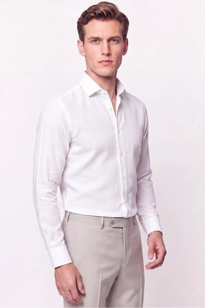 Slim Fit İtalyan Yaka Beyaz Gömlek G 1610 