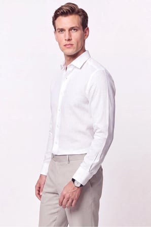 Slim Fit İtalyan Yaka Beyaz Gömlek G 1610 