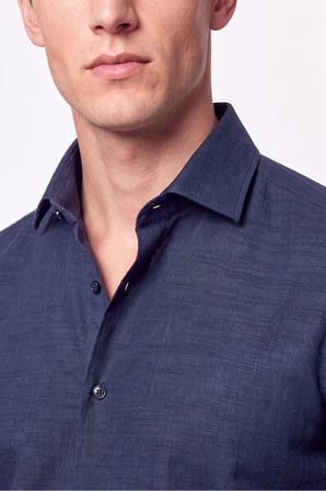 Slim Fit İtalyan Yaka Lacivert Gömlek G 1610 