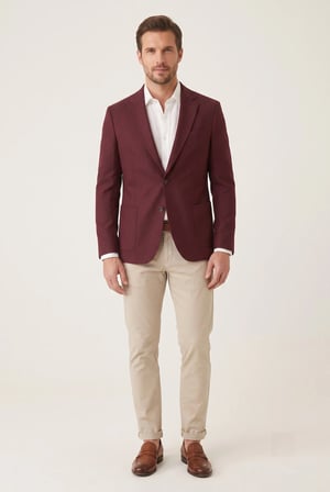 Slim Fit Torba Cepli Esnek Pamuk Bordo Ceket C 735