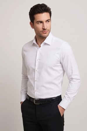Slim Klasik Yaka Düz  BEYAZ  GK 762 GÖMLEK