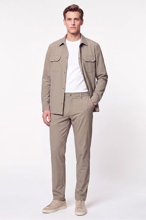 Comfort Fit Esnek Pamuklu Yan Cep Bej Jogger Pantıolon P 1220