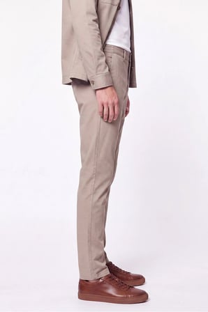 Comfort Fit Beli Lastikli Esnek Keten Bej Pantolon P 1221