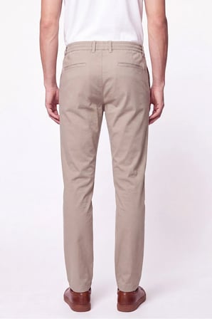 Comfort Fit Beli Lastikli Esnek Keten Bej Pantolon P 1221