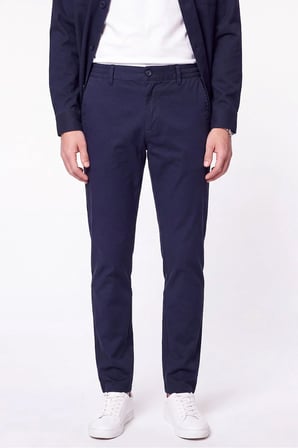 Comfort Fit Beli Lastikli Esnek Keten Lacivert Pantolon P 1221