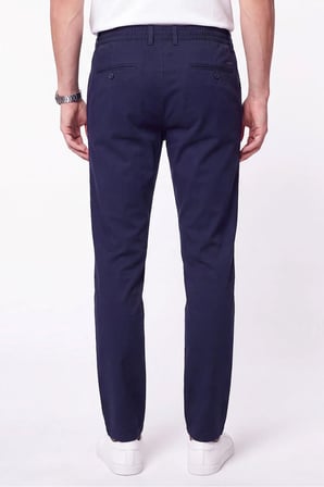 Comfort Fit Beli Lastikli Esnek Keten Lacivert Pantolon P 1221