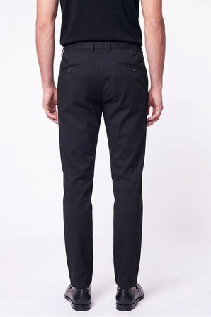 Comfort Fit Beli Lastikli Esnek Keten Siyah Pantolon P 1221