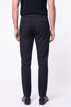 Comfort Fit Beli Lastikli Esnek Keten Siyah Pantolon P 1221