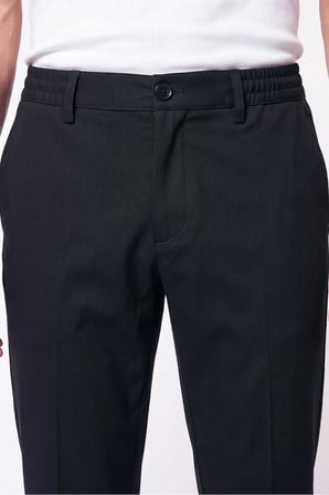 Comfort Fit Beli Lastikli Esnek Pamuk Siyah Jogger Pantolon P 1222