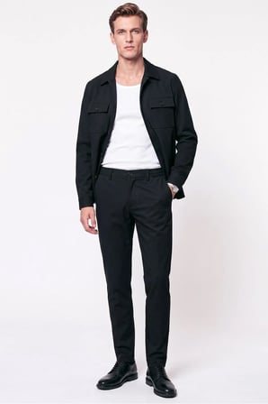 Comfort Fit Beli Lastikli Esnek Pamuk Siyah Jogger Pantolon P 1222