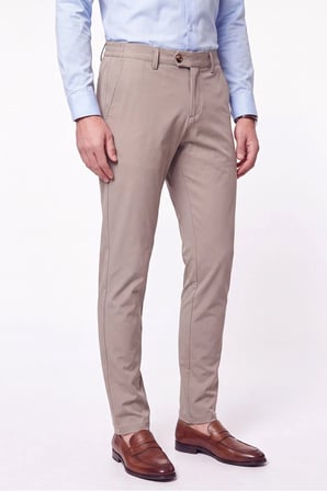 Comfort Fit Yan Cepli Beli Lastikli Esnek Pamuk Koyu Bej Jogger Pantolon P 1223