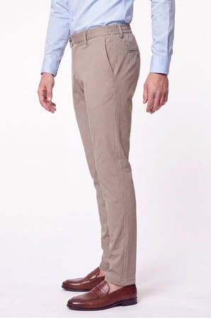 Comfort Fit Yan Cepli Beli Lastikli Esnek Pamuk Koyu Bej Jogger Pantolon P 1223