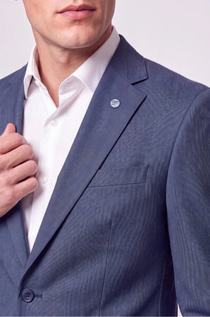 Slim Fit Mono Yaka Çift Yırtmaç Yünlü İndigo Takım Elbise TK 949