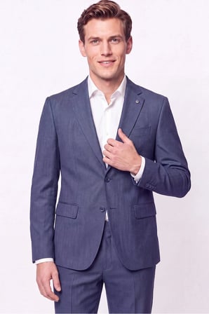 Slim Fit Mono Yaka Çift Yırtmaç Yünlü İndigo Takım Elbise TK 949